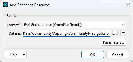 File geodatabase reader as a resource